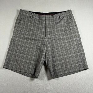 Nike Tiger Woods Collection Golf Shorts Mens 38 Grey Plaid Poly Blend Flat Front